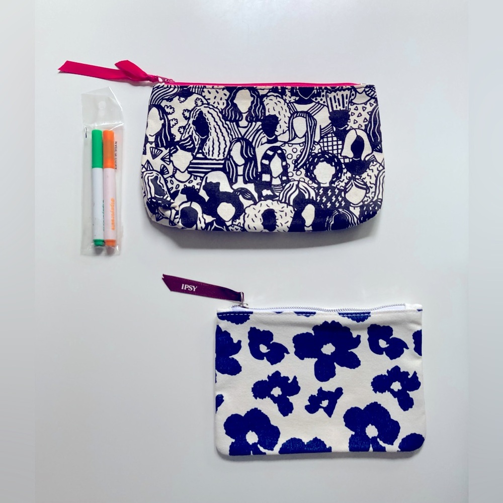 NWOTS IPSY Makeup Bag Set Cosmetic Bags Floral Pouch Girl Power Customize Bag